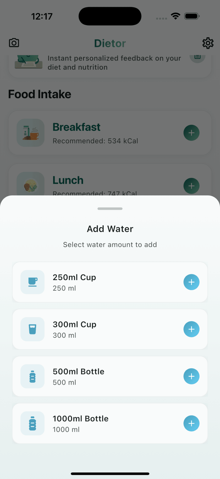 Water Tracking Interface